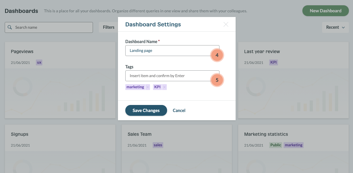 Dashboard settings