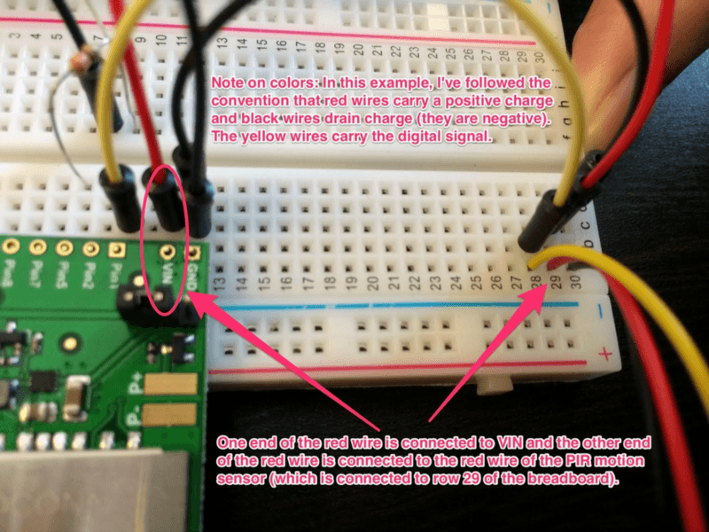 Connecting the PIR sensor
